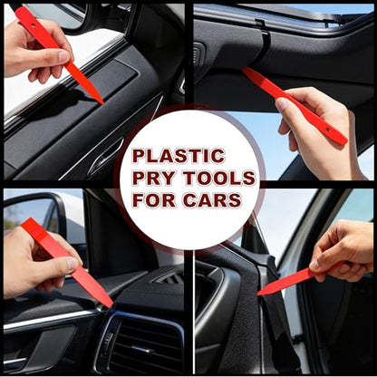 10 Pcs Car Trim Removal Tool Kit with Non-Scratch Plastic Pry Tool and Auto Clip Pliers, Automotive Car Trim Rivet Clip Removal Tool for Door Panel Dashboard Body Repair Kit - Red - color: Red