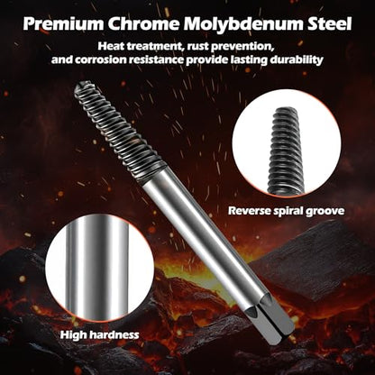 5-Piece Spiral Screw Extractor Set, Left Hand Drill Bit Tool for Removing Broken Studs, Bolts & Screws, Easy Out Damaged Fastener Removal Kit - size: 5PCS