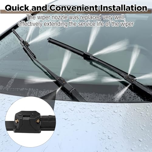 6PCS 4 Holes Front Windshield Washer Nozzle Replacement Car Windscreen Wiper Arm Sprayer Nozzles Kit Auto Left Right Windshield Washer Squirter Nozzle Universal for Most Cars, Trucks, Suvs (Black)