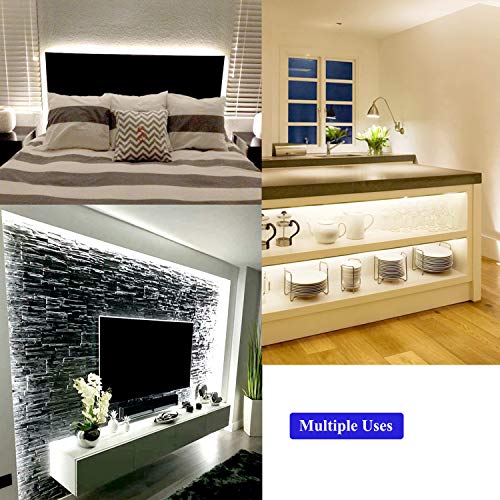 40ft Daylight White Led Strip Lights, 6000K 12V Dimmable Flexible Led Tape Light, Cuttable Led Lights Strip for Bedroom Christmas, Kitchen, Cabinet, Mirror, Not Waterproof - color: Daylight White Whit Adapter