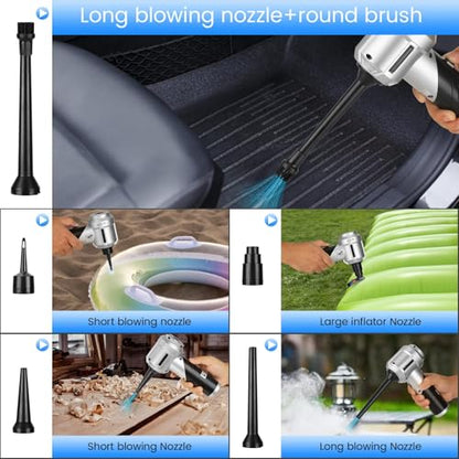 Handheld Car Vacuum Portable Cordless with 18000PA Super Suction, 4 in 1 Portable Air Blower/Car Vacuum 90°Foldable Rechargeable Brushless Motor, Gifts for Men for Home, PC