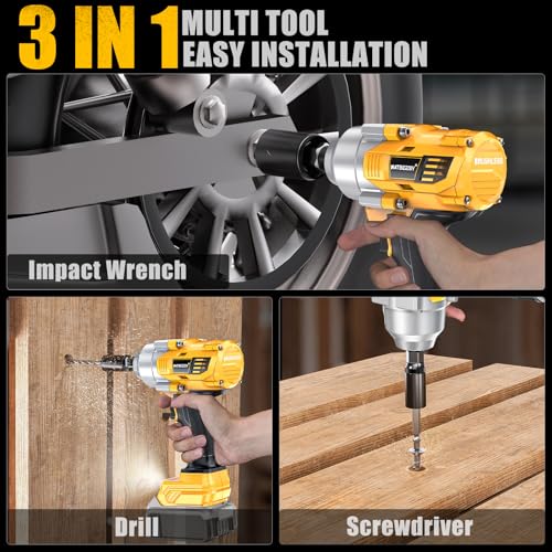 NATBEESY Impact Wrench Compatible with DeWalt 20V Battery: 1/2 Inch Hog Ring Impact Driver - 1000N.m(750ft-lbs) Cordless Impact Gun - Brushless Motor with LED Light And Blet Clip - Tool Only - style: 1000N.M