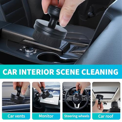 IPELY Tire Shine Brush, Tire Dressing Brush with Storage Base, High Density Bristles Tire Shine Applicator Brush for Auto Detailing