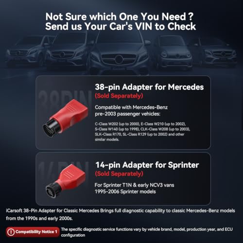 iCarsoft M900 V2.0 Full Systems Diagnostic Scan Tool for Mercedes Benz/Sprinter/Smart/Maybach from 1996–Present OBD2 Scanner Code Reader 9 Resets Battery Test CAN-FD AUTOVIN Lifetime Free Update - style: Wider Systems In-depth Scan