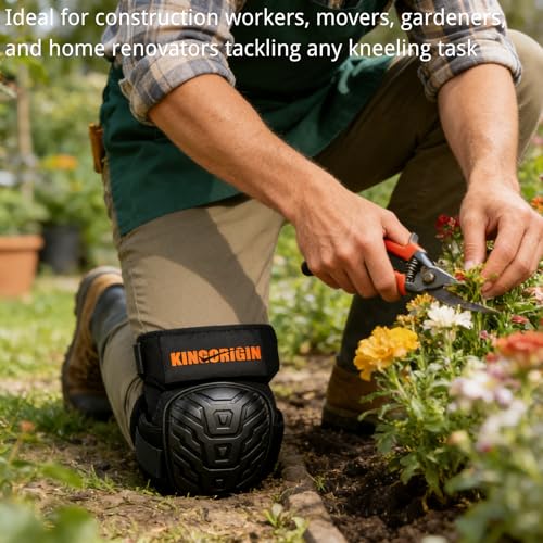 Professional Knee Pads for Work, Construction Gel Knee Pads | Soft Duty Foam Padding, Heavy-duty Shell and Anti-Slip Straps for Indoor, Outdoor Gardening, Flooring, Cleaning, Tiling