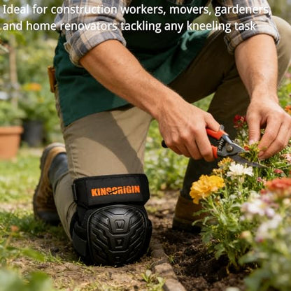 Professional Knee Pads for Work, Construction Gel Knee Pads | Soft Duty Foam Padding, Heavy-duty Shell and Anti-Slip Straps for Indoor, Outdoor Gardening, Flooring, Cleaning, Tiling