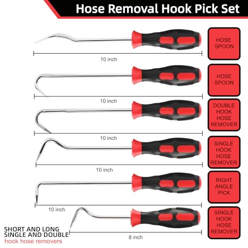 VASTOOLS Hose Removal Hook Pick Set Pack of 6, 10" Hose Hook, Spoon, 8" Remover, Puller Tool for Radiator Hoses - style: 6pc