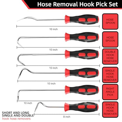 VASTOOLS Hose Removal Hook Pick Set Pack of 6, 10" Hose Hook, Spoon, 8" Remover, Puller Tool for Radiator Hoses - style: 6pc