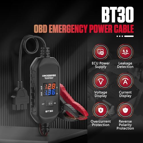 OBD2 Car Memory Saver Cable, with 3A Fuse & 2 Alligator Clips OBD II Vehicle ECU Emergency Power Supply Cable, Over-Current, Over-Voltage, Polarity Reverse Protection - style: OBD Power Cable