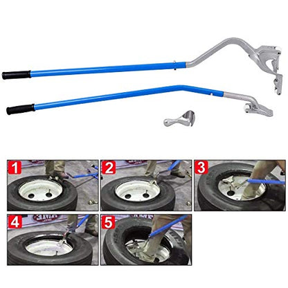 Goplus Tire Changer, 17.5" to 24" Steel Tire Mount Demount Tool Kit, Tubeless Truck Bead Breaker Manual Tire Changing Tools (Blue)