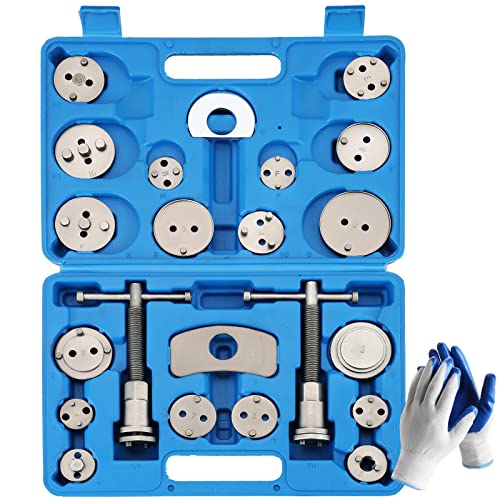 24PCS Disc Brake Caliper Tool Kit | Heavy Duty Brake Caliper Compression Tool for Brake Pad Replacement Reset, Fits Most American European Japanese Autos (Blue) - color: Blue