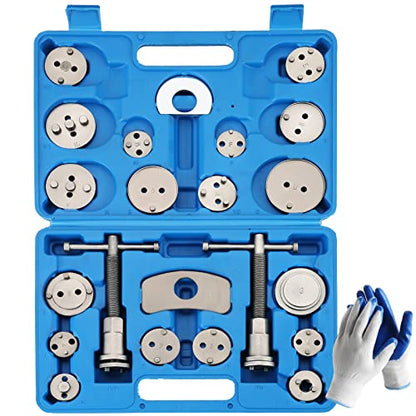 24PCS Disc Brake Caliper Tool Kit | Heavy Duty Brake Caliper Compression Tool for Brake Pad Replacement Reset, Fits Most American European Japanese Autos (Blue) - color: Blue