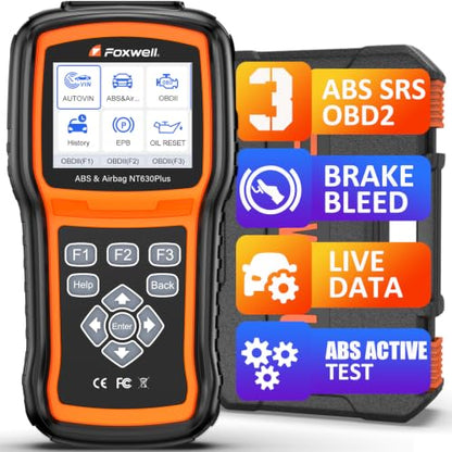 FOXWELL NT630 Plus OBD2 Scanner with ABS and SRS, ABS Auto Bleed, 4 Resets | Brake Code Reader, ABS Bidirectional Scan Tool, Oil EPB SAS Check Engine Light, Live Data, No Subscription, WiFi Update