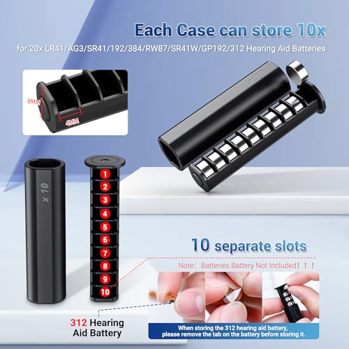 (2 Pack)LR41 Battery Holder,AA Size Coin Cell Battery Case for 20x LR41/AG3/SR41/192/384/RW87/SR41W/GP192/312 Hearing Aid Batteries,LR41 Button Storage,Allow to fit in AA Battery Slot - size: (2 PACK)Battery Case for LR41 & More