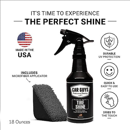CAR GUYS Tire Shine Spray - The Perfect Deep Black Shine - Long Lasting Car Tire Dressing - No Sling & Dry to Touch - 18 Oz Kit with Applicator - size: 18 Oz Kit (W/ Applicator)