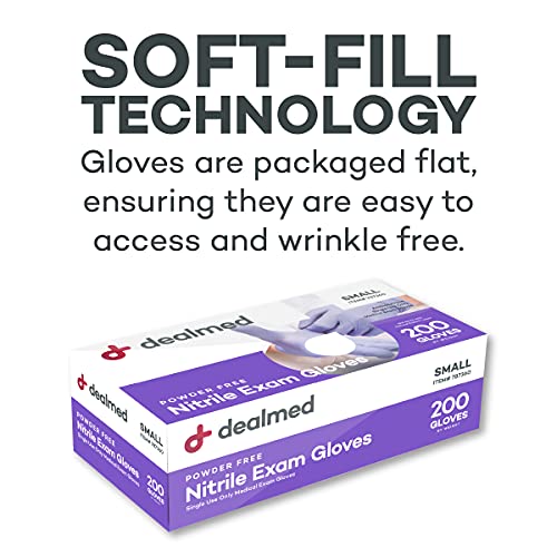 Dealmed Nitrile Exam Gloves Small (200 Count) - Disposable, Latex-Free, Powder-Free, Medical Use (Pack of 2) - color: Purple (Pack of 1), size: Small (Pack of 400)