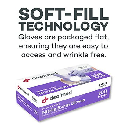 Dealmed Nitrile Exam Gloves Small (200 Count) - Disposable, Latex-Free, Powder-Free, Medical Use (Pack of 2) - color: Purple (Pack of 1), size: Small (Pack of 400)