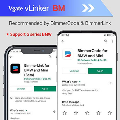 Vgate vLinker BM OBD2 Bluetooth Code Reader for Android & Windows, OBDII Scan Tool for BimmerCode - size: vLinker BM BT3.0 - Android & Windows