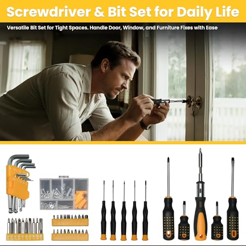 168-Piece Tool Set with Screwdrivers Ratchet Wrenches Tool Kit for Home | Tool Set with Socket Wrenches, Hand Saw, Hammer General Tool Kit for Dorm, Motorcycle, Plumbing Repairs