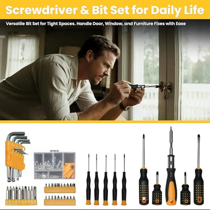 168-Piece Tool Set with Screwdrivers Ratchet Wrenches Tool Kit for Home | Tool Set with Socket Wrenches, Hand Saw, Hammer General Tool Kit for Dorm, Motorcycle, Plumbing Repairs