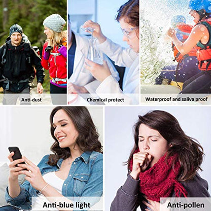 2 Pairs Anti Fog Safety Goggles Protective Glasses Blue Light Blocking Eyeglasses for Men Women - color: Round Pink+blue