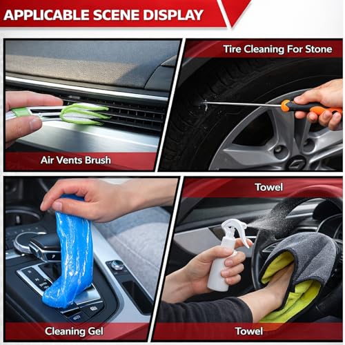 63PCS Car Wash Cleaning Kit,Car Wash Brush with Long Handle,Car Detailing Kit with Foam Gun,Car Cleaning Supplies,Handheld Vacuum, Car Detailing Kit (62PCS) - size: 62PCS