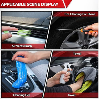 63PCS Car Wash Cleaning Kit,Car Wash Brush with Long Handle,Car Detailing Kit with Foam Gun,Car Cleaning Supplies,Handheld Vacuum, Car Detailing Kit (62PCS) - size: 62PCS