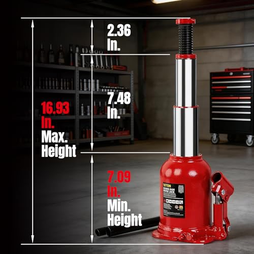 10 Ton (20,000 LBs) Double Ram Welded Hydraulic Car Bottle Jack for Auto Repair and House Lift, Red - size: 10TON-Red