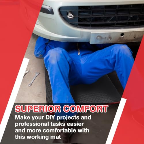 Folding Mechanic Mat 1.1" EVA Kneeling Pad with Handle | Garage Auto Repair, Gardening Workshop, Foldable Design, Knee Support Cushion, Portable Handle