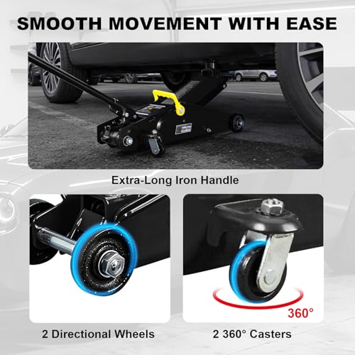 Torin A94117B BlackJack Hydraulic Trolley Service/Floor Jack with Extra Saddle (Fits: SUVs and Extended Height Trucks): 3 Ton (6,000 lb) Capacity, Black - size: 3 Ton (6,000 LBs)