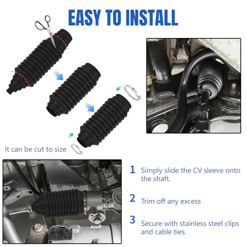 13PCS CV Axle Boot Repair Kit, 2PCS CV Boot with 4 Stainless Steel Clamps & 6 Cable Ties & Ball-Cage Pliers, Waterproof Dustproof CVs Joint Boots Kit, Universal Car Accessories (Black) - color: Black