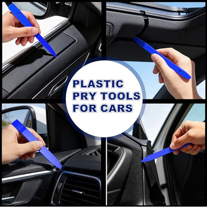 10 Pcs Car Trim Removal Tool Kit with Non-Scratch Plastic Pry Tool and Auto Clip Pliers, Automotive Car Trim Rivet Clip Removal Tool for Door Panel Dashboard Body Repair Kit -Blue | High-strength impact-resistant nylon material,Suitable for automotive int
