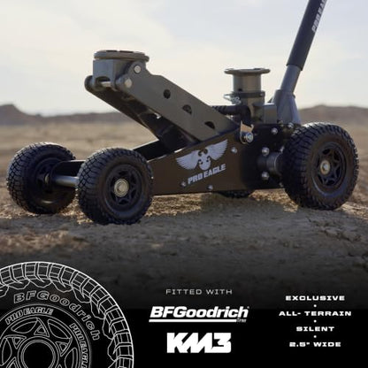 Pro Eagle 2 Ton The Beast Big Wheel Off Road Jack - Heavy Duty Hydraulic Floor Jack for Lifted Trucks & SUVs - All Terrain High Lift with 8" Extension & Skid Plate