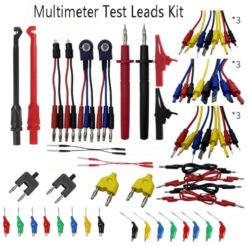 110pcs Automotive Circuit Test Leads Kit Multimeter Test Leads Kit Relay Tester Electric Tester Diagnostic Tool Automotive Back Probe Kit Wire Meter Leads with Alligator Clips and Black Carrying Case