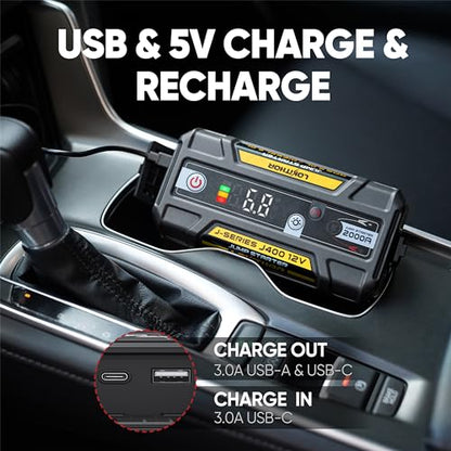 LOKITHOR J400 Jump Starter - 12V 2000A Lithium Battery Jump Pack, Portable Jump Box, Car Starter, Jumper Cables - for Up to 8.0L Gas & 6.0L Diesel Engines | ConnectMax Tech - Smart Digital Display - color: Yellow