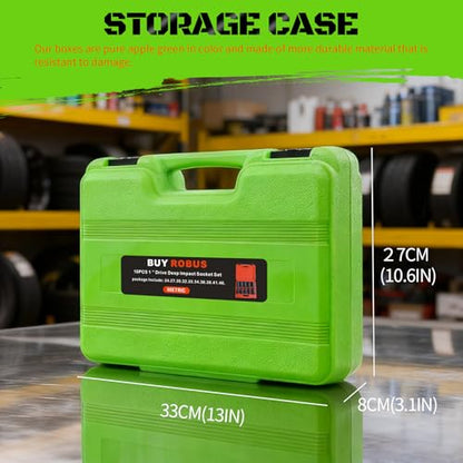 10 Pieces 1-Inch Drive Deep Impact Socket Set, 24mm, 27mm, 30mm, 32mm, 33mm, 34mm, 36mm, 38mm, 41mm,46mm CR-MO, Metric, 6-Point, Heavy Duty Wheel Impact Socket Set - color: 10pcs 1" Metric 27mm-41mm