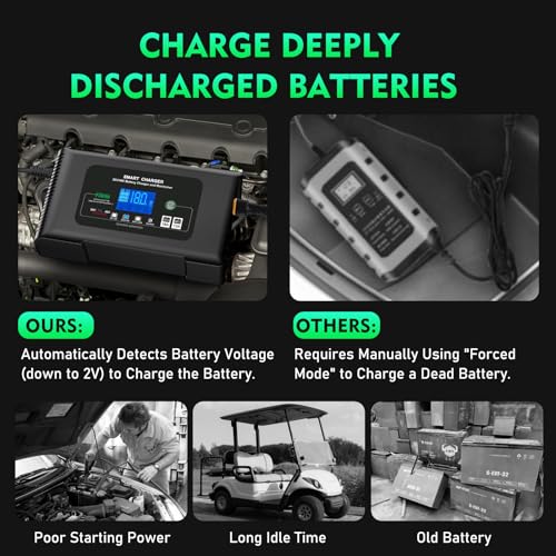 Aorika Golf Cart Battery Charger, Club Car 36 Volt 18 AMP/48 Volt 13 Amp Battery Charger with 3 Pin Round Plug, for Lithium, LiFePO4, Lead-Acid AGM/Gel/SLA Batteries - color: BLACK-P3648H