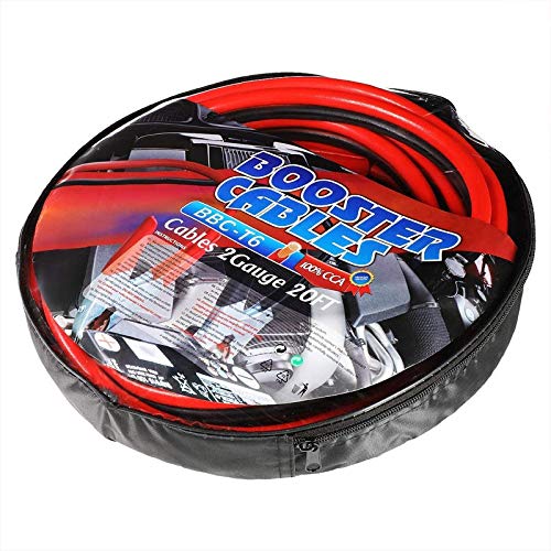 Heavy Duty (20ft 2 Gauge, Copper Wire) Battery Jumper Cables Jump Start Booster Kit works with Universal Vehicle Car SUV Pickup Truck - size: 2 Gauge 20FT Cable Length