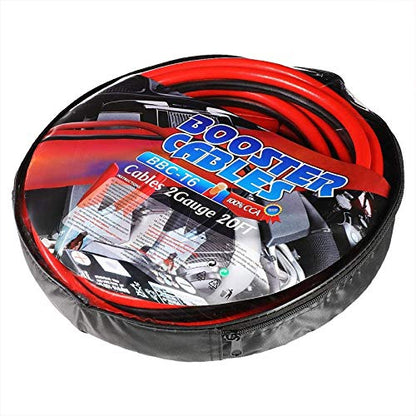Heavy Duty (20ft 2 Gauge, Copper Wire) Battery Jumper Cables Jump Start Booster Kit works with Universal Vehicle Car SUV Pickup Truck - size: 2 Gauge 20FT Cable Length