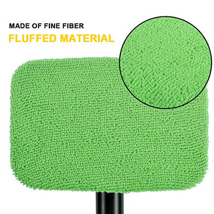 Microfiber Cleaning Cloth for Windshield Cleaning Tool, Windshield Cleanner Wand Replaceable Glass Cleaning Bonnets, Interior Auto Window Cleaner Washing Pads, Fit 5”, Green, 5 Pack - color: Microfiber(green)
