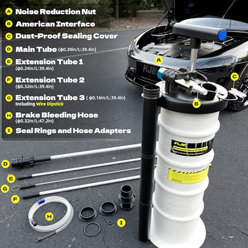 KJE 6.5L Pneumatic/Manual Oil Fluid Extractor Pump, Fluid Extractor with Pipe Storage Units, Oil Extractor Pump for Oil Change with Full Set Accessories for Automotive/Marine Oil Change