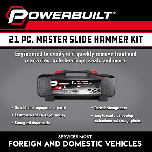 Powerbuilt Master Axle Puller Tool Set, Remove Car Front and Rear, Bearings and Seals, Vehicle Repair 21 Piece Kit - 648611, Silver - style: 21 Piece