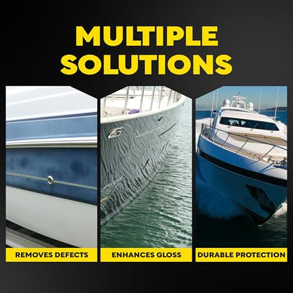 Meguiar's M4965 Marine/RV Fiberglass Restoration System, 3-Piece Marine Fiberglass Repair Kit Featuring Oxidation Remover for Boat Care Plus Boat Polish and Wax - style: Restoration System