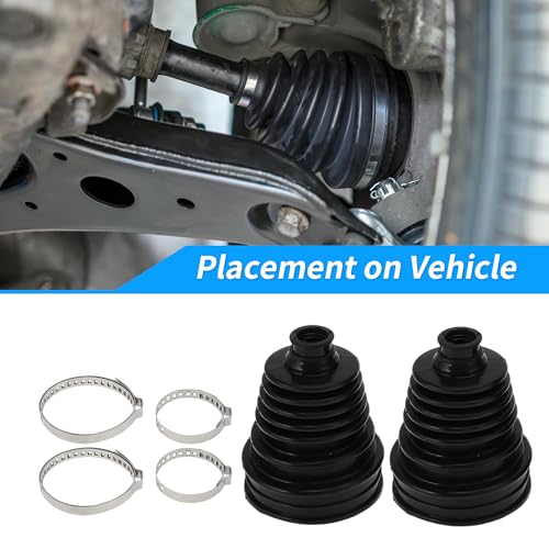 ACROPIX 2pcs CV Joint Boot with 4 Stainless Steel Clamps, Silicone Rubber Black CV Axle Boot Repair Kit Universal Constant Velocity Joint for Most Cars - size: Set B