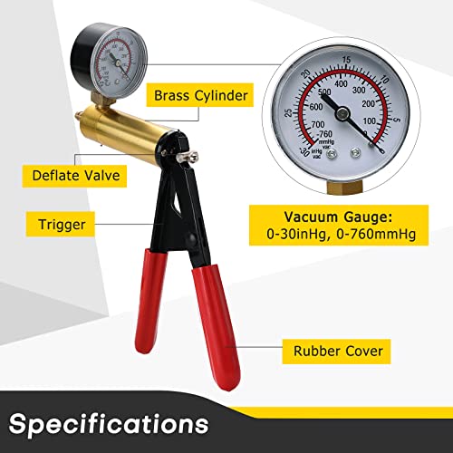 Brake Bleeder Kit with Handheld Vacuum Pump | 16PCS Brake and Clutch Bleeding System with Gauge Adapters, Automotive Brake Fluid Bleeding Set for Bike,Motorcycle,Car,Truck