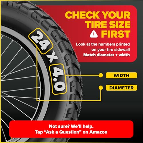 Ultraverse 20x4.0, 24x4.0, 26x4.0, 20x3.0, 26x3.0, 16x4.0/3.0, Inner Tubes | Schrader Valve, Ideal for Mountain Bikes & E-Bikes with Fat Tires, Durable & Reliable 2 Pack with Tire Levers - size: 24 inch x 4.0