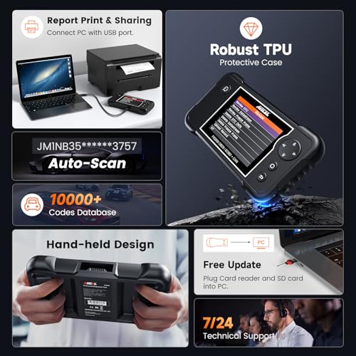 ANCEL FX2000-US OBD2 Scanner Diagnostic Tool, Engine ABS Airbag Transmission Diagnostics with Live Data, Check Engine Light Code Reader for Vehicle Health Diagnosis, Compatible with Most 12V Vehicles