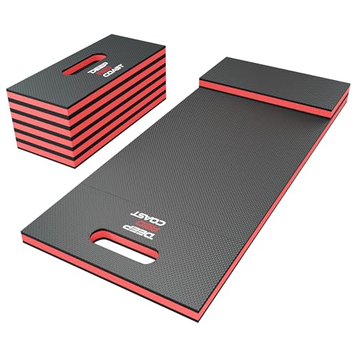 Foldable EVA Utility Mat with Handle & Strap, 47" × 15.8" High Density EVA Foam Kneeling Pad for Garage Work, Workshop Repair, Yard Tasks, Gardening - color: Red