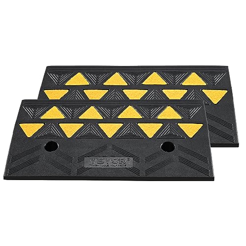 VEVOR Rubber Curb Ramp 2 Pack, 4.3" Rise Height Heavy-Duty 33069 lbs/15 T Capacity Threshold Ramps, Driveway Ramps with Stable Grid Structure for Cars, Wheelchairs, Bikes, Motorcycles - size: 4.3" H