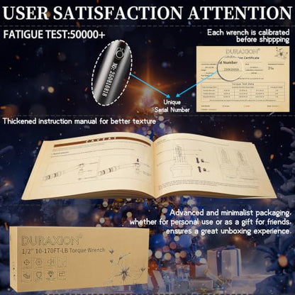 1/2-Inch Drive Torque Wrench 10-170ft.lb/13.6-230.5Nm, ±3% Precision Dual Direction Torque Wrenches with 72-Tooth Dual Range Scales - size: 1/2" DR.『10-170 FT.LB』